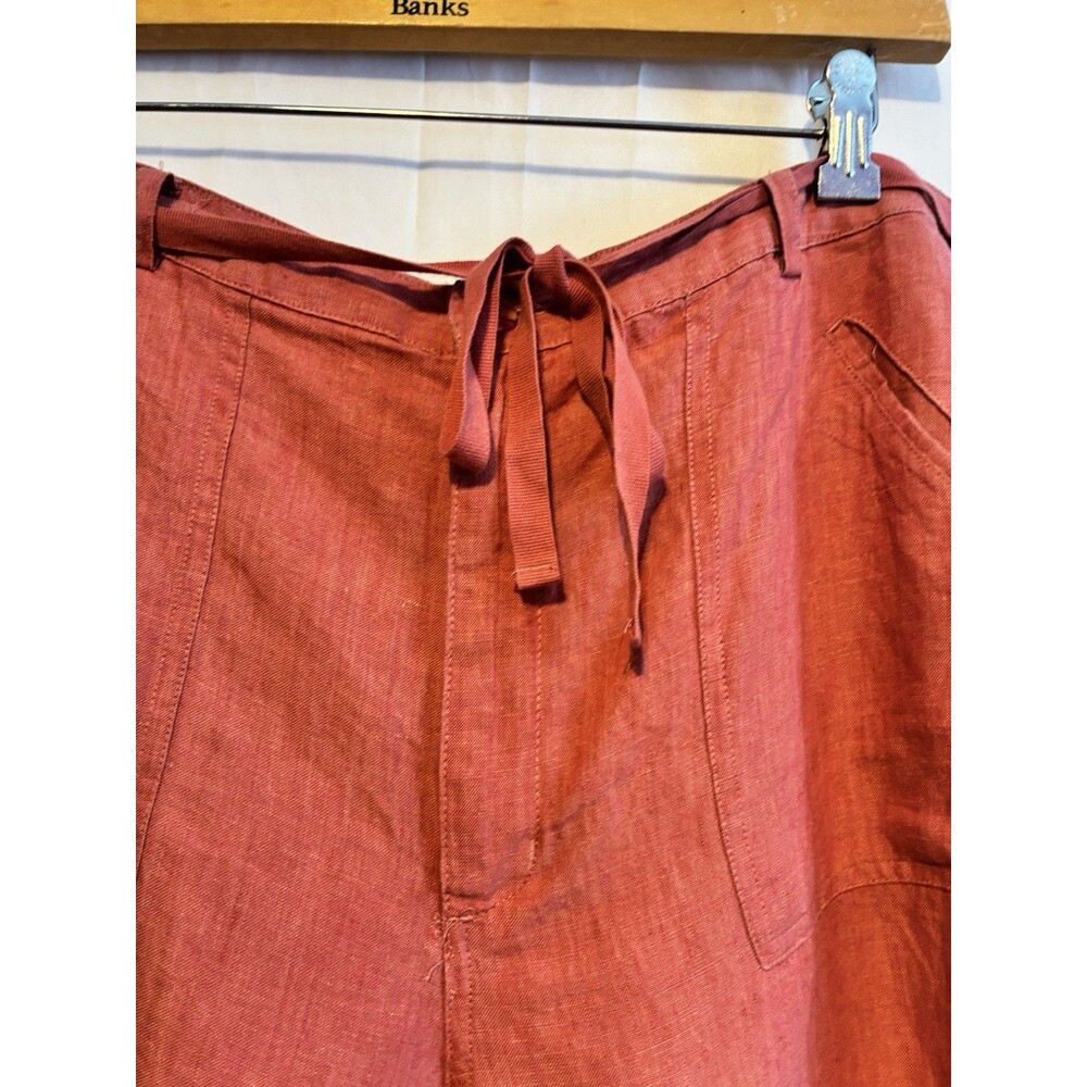 Linden Hill Women’s 100% Linen Wide Leg Pants Size 18 Red Drawstring - Picture 9 of 11